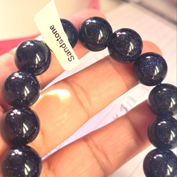 Blue Sandstone Beaded Bracelet - Picture 4 of 4